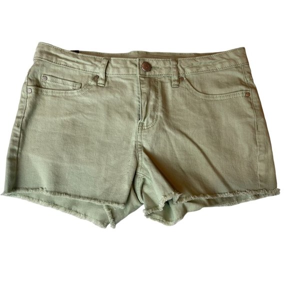 LC Lauren Conrad Womens Cut Off Jeans Shorts Stretch Mid Rise Green Size 4 - Picture 1 of 8